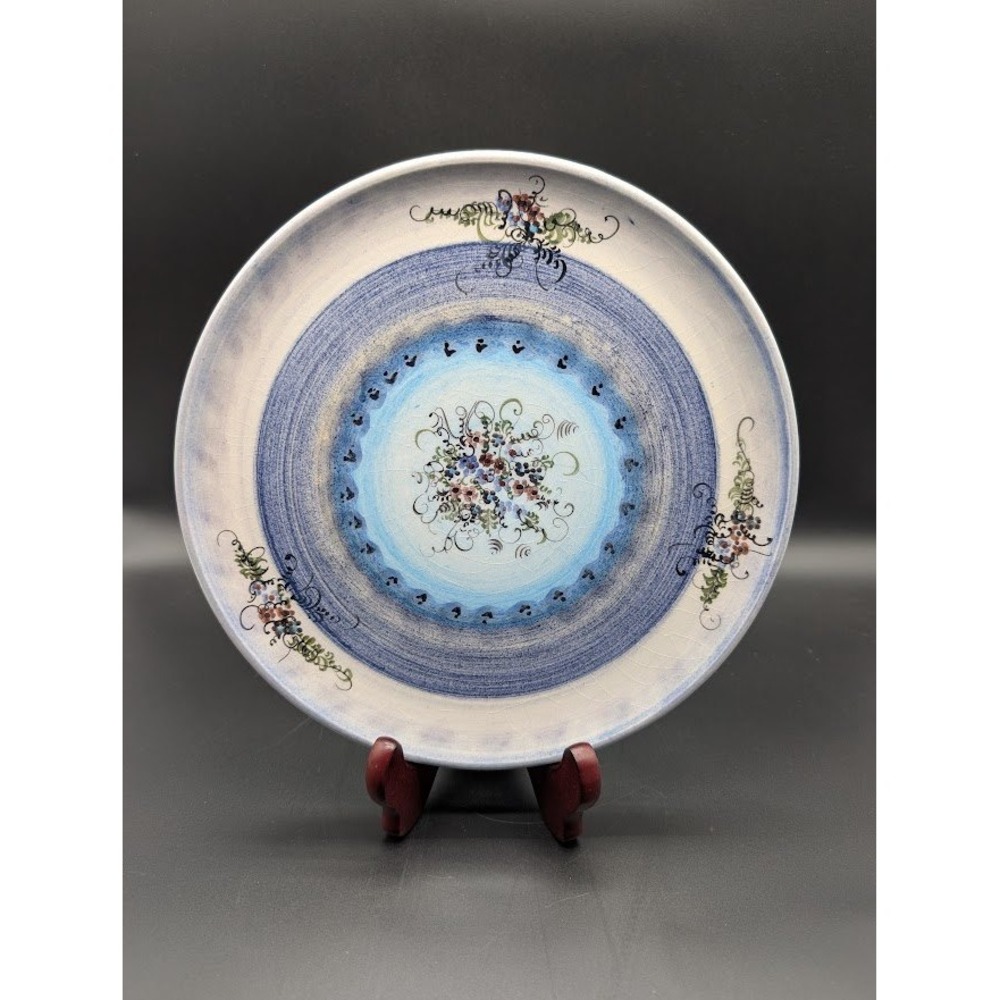 Handmade Signed Ceramic Decorative Floral‎ Plate 10" Greek Mediterranian Vintage